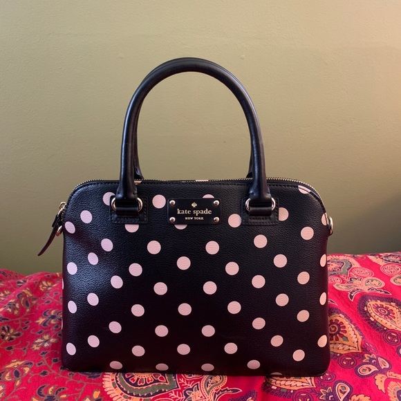 kate spade Handbags - Kate Spade Black and Tan Polka Dot Purse